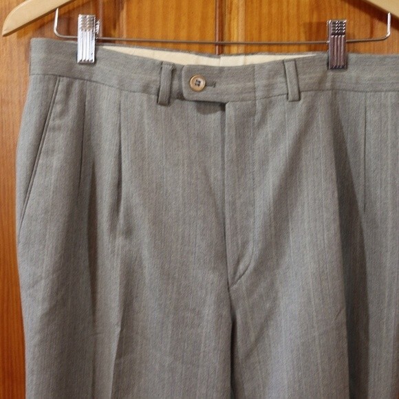 Marzotto Principe Italy Gray Pinstripe Pant Suit Wool Blend Classic Power Suit L - Picture 11 of 16